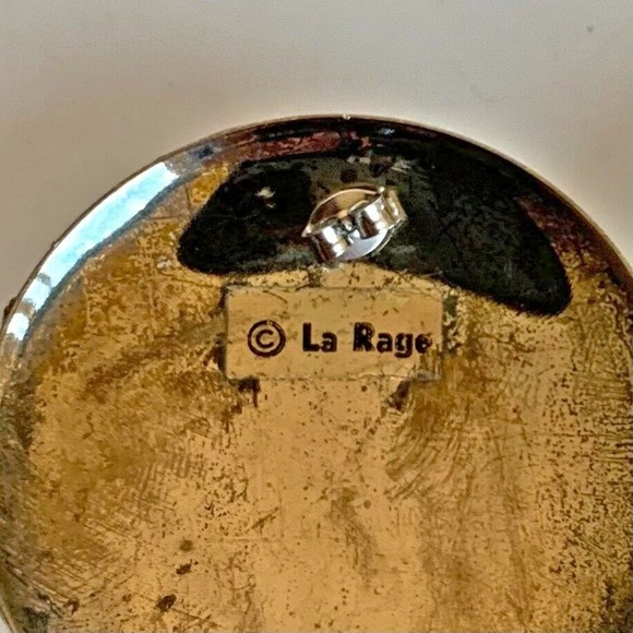 Vtg LA RAGE Mosaic Earrings Circles Gems Statement - Picture 3 of 9